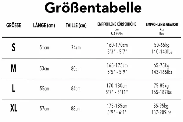 Größentabelle
