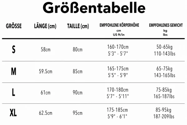 Größentabelle