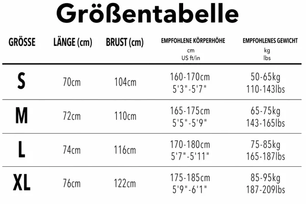 Größentabelle
