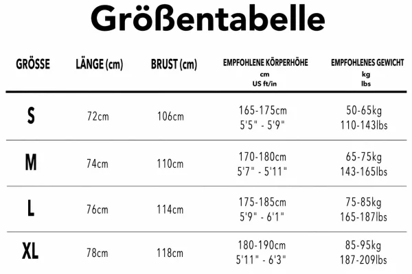 Größentabelle
