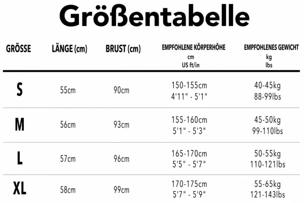 Größentabelle