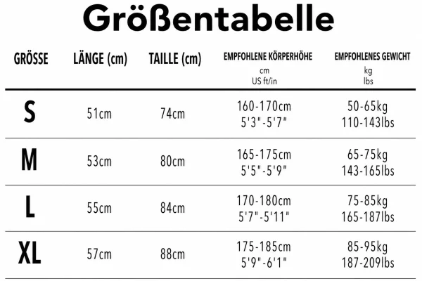 Größentabelle