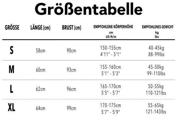 Größentabelle