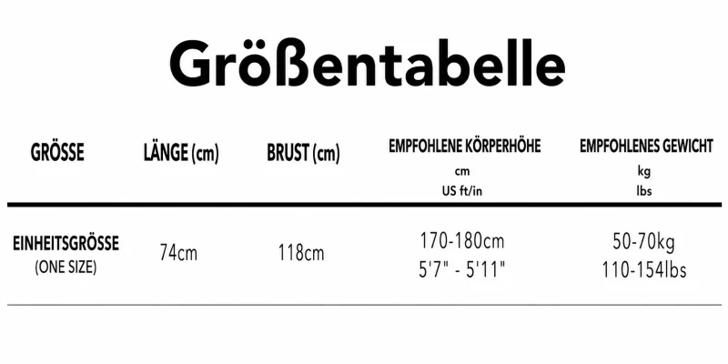 Größentabelle