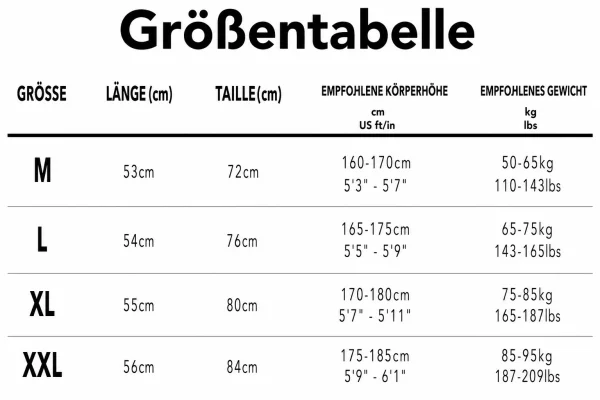 Größentabelle