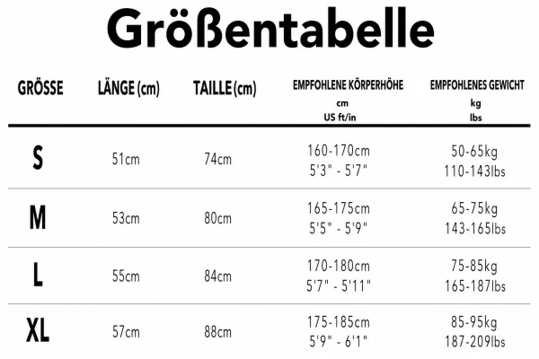 Größentabelle