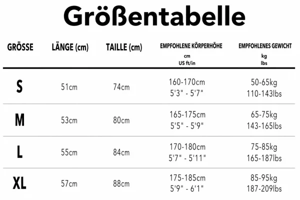 Größentabelle