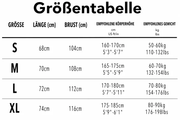Größentabelle