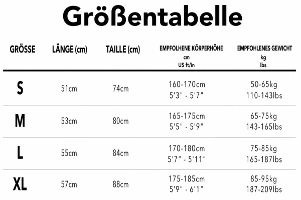 Größentabelle