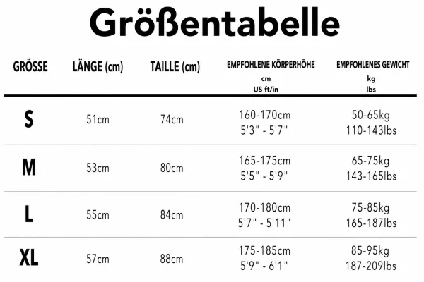 Größentabelle