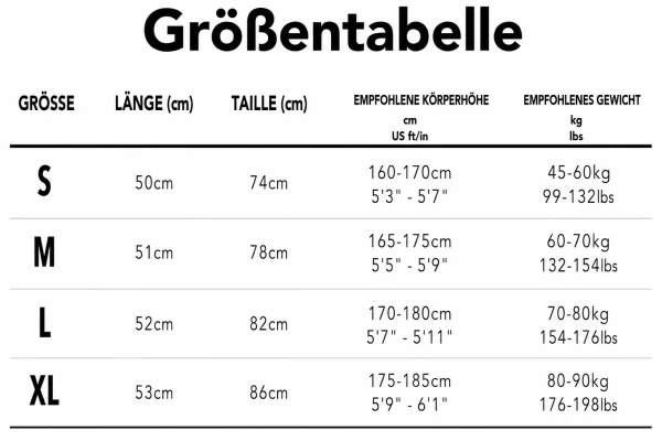Größentabelle