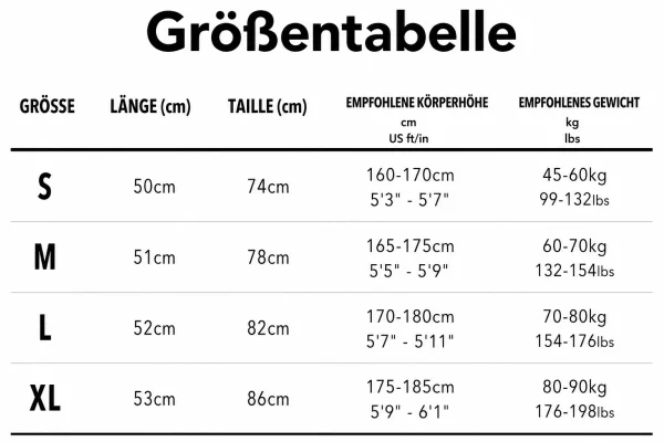 Größentabelle
