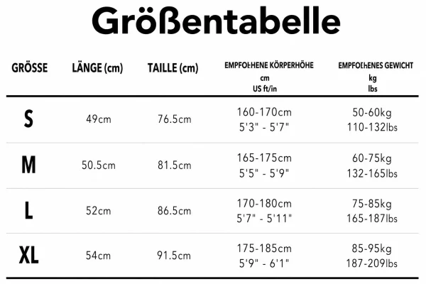 Größentabelle