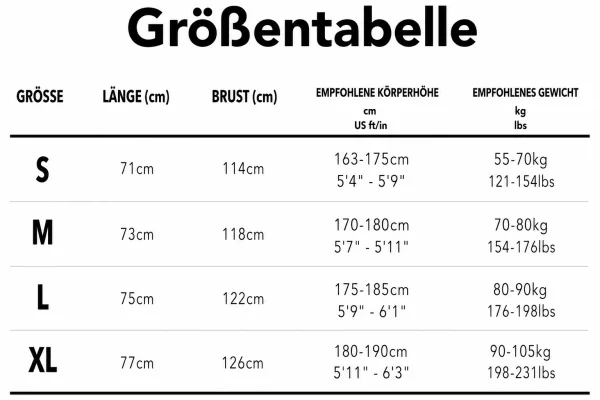 Größentabelle