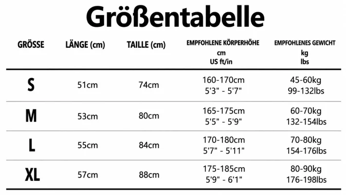 Größentabelle