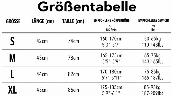 Größentabelle