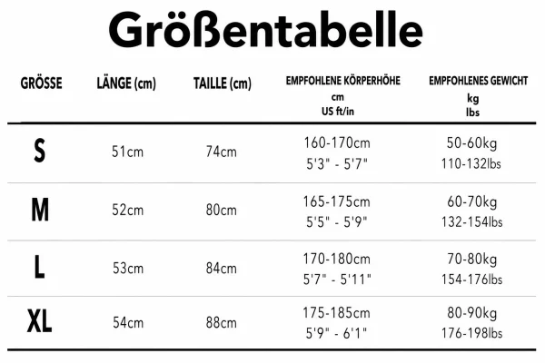 Größentabelle