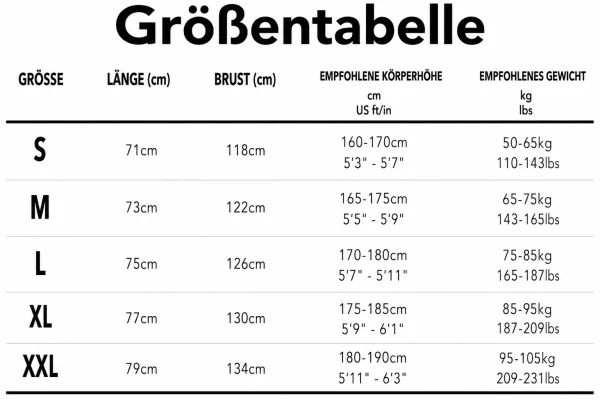 Größentabelle