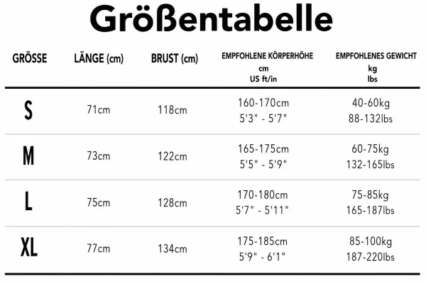 Größentabelle