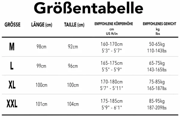 Größentabelle