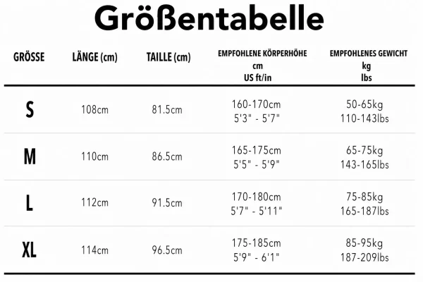 Größentabelle
