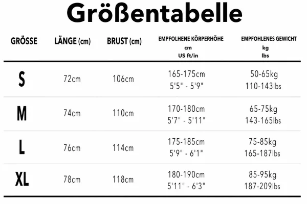 Größentabelle