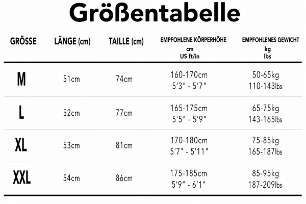 Größentabelle