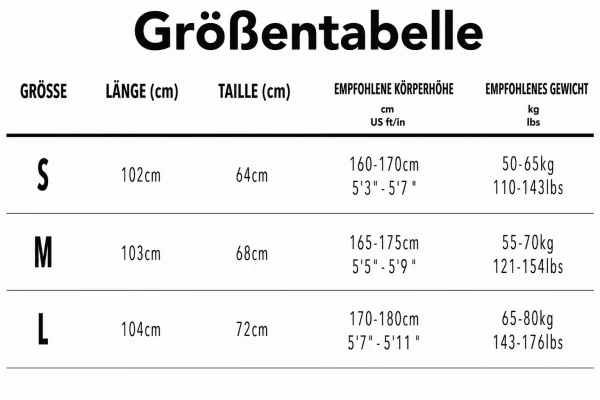 Größentabelle