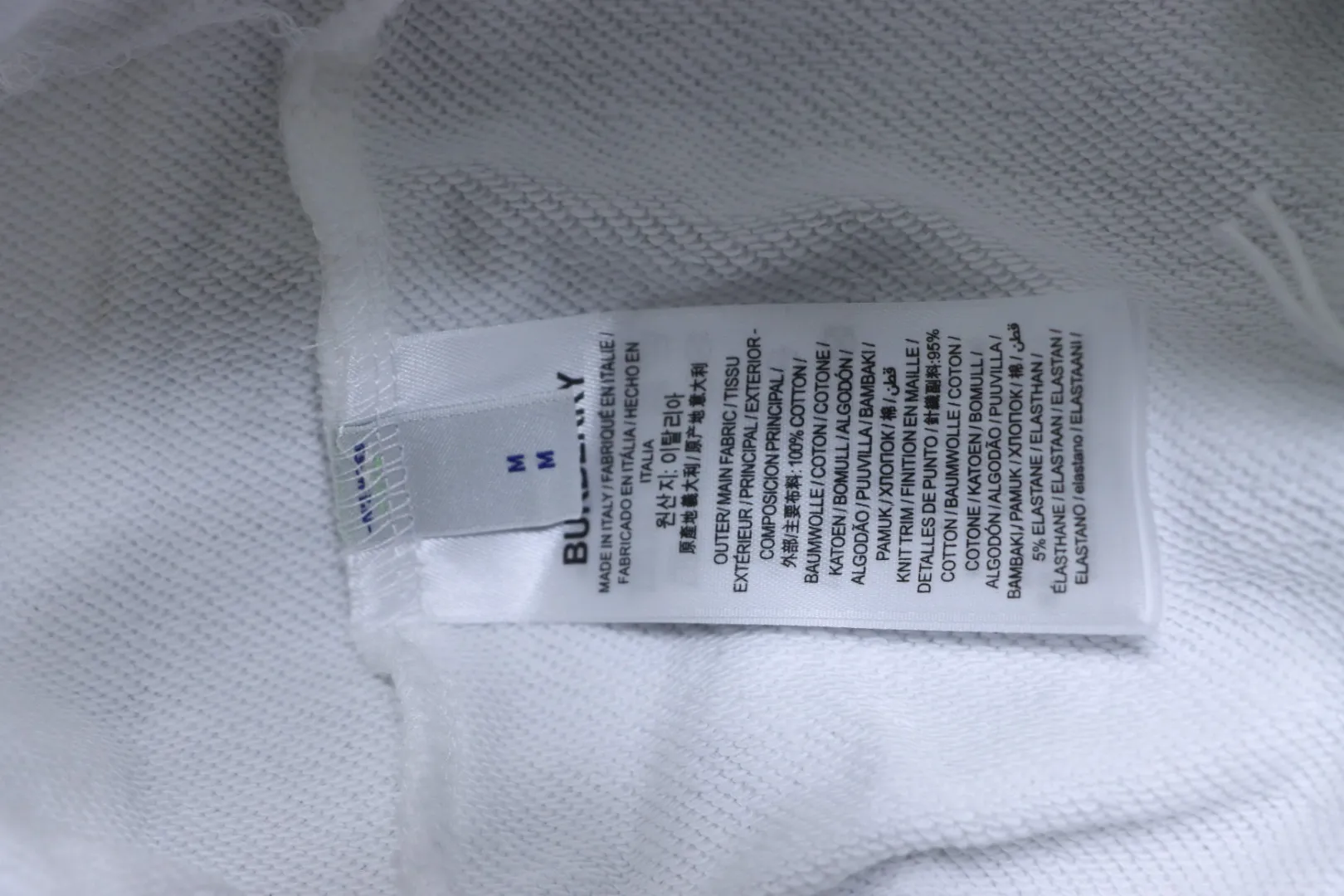 Burberry-Pflegeetikett