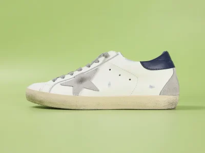 Super-Star Sneaker Weiß-Grau-Dunkelblau Vintage-Optik