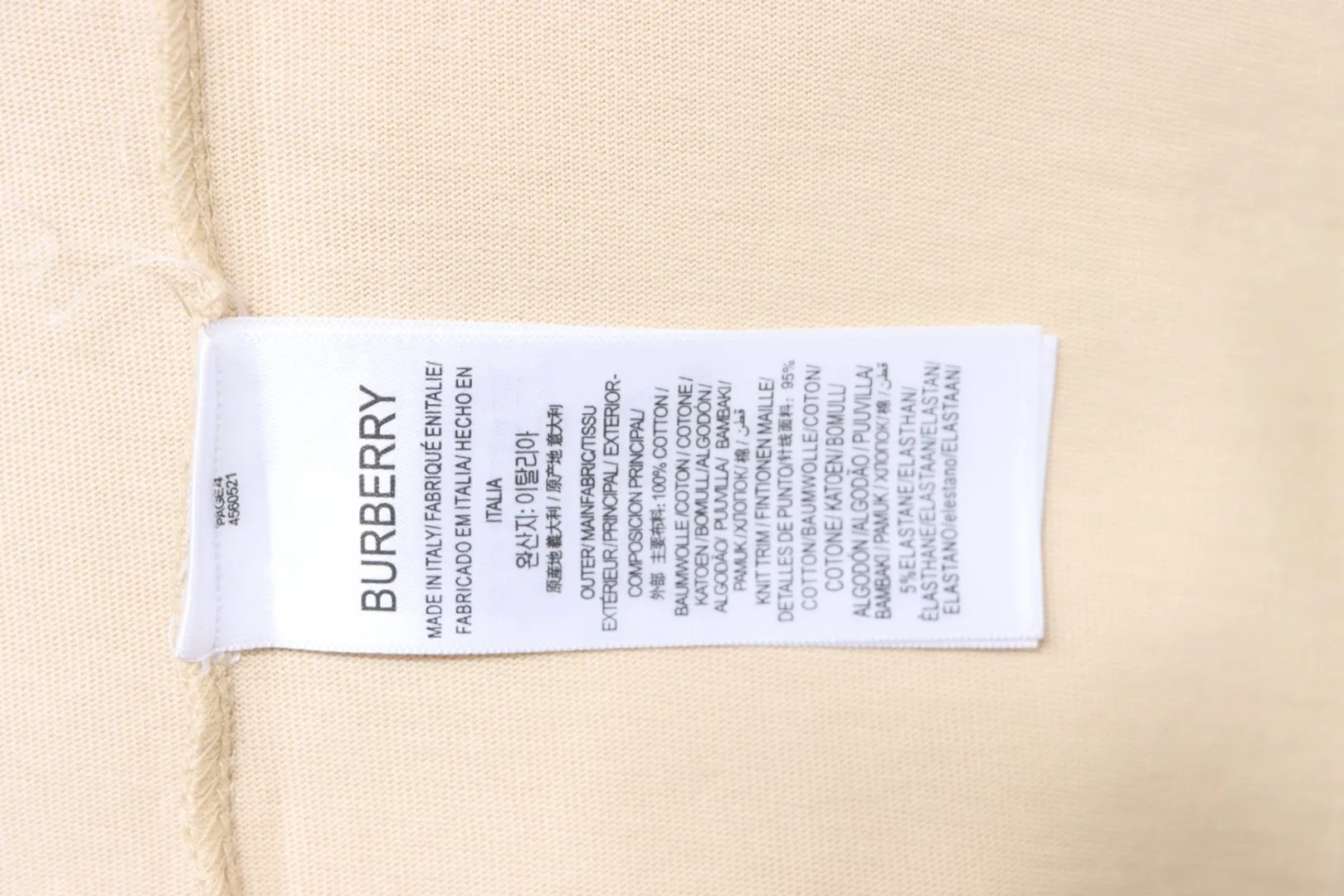 Burberry-Pflegeetikett
