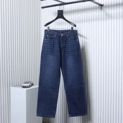 Wide-Leg Jeans mit Allover-Monogramm