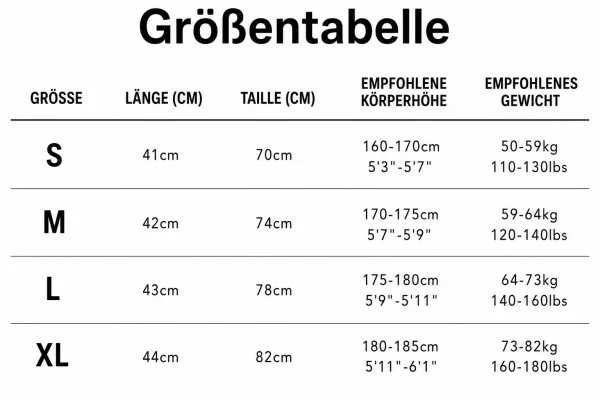 Größentabelle