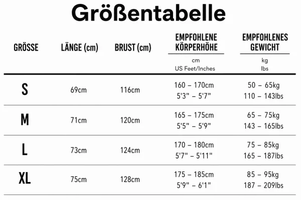 Größentabelle