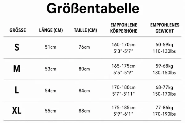Größentabelle