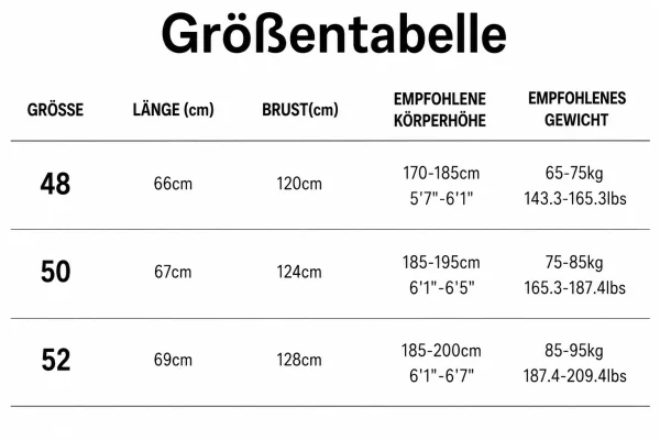 Size chart