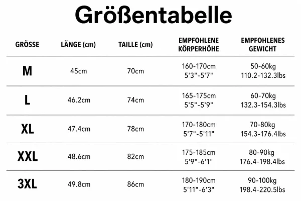 Größentabelle