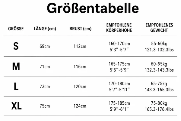 Größentabelle