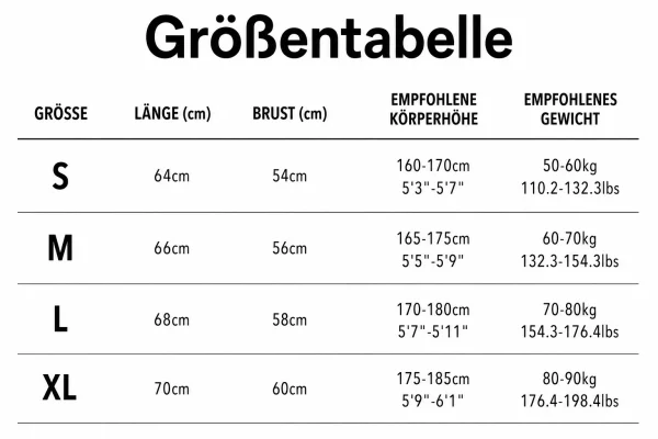 Größentabelle