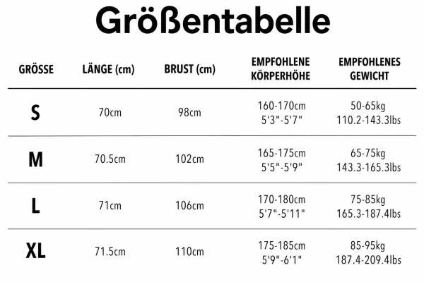 Größentabelle