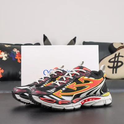 OFF-WHITE Ow Be Right Back Low-Top-Sneaker, Orange und Schwarz