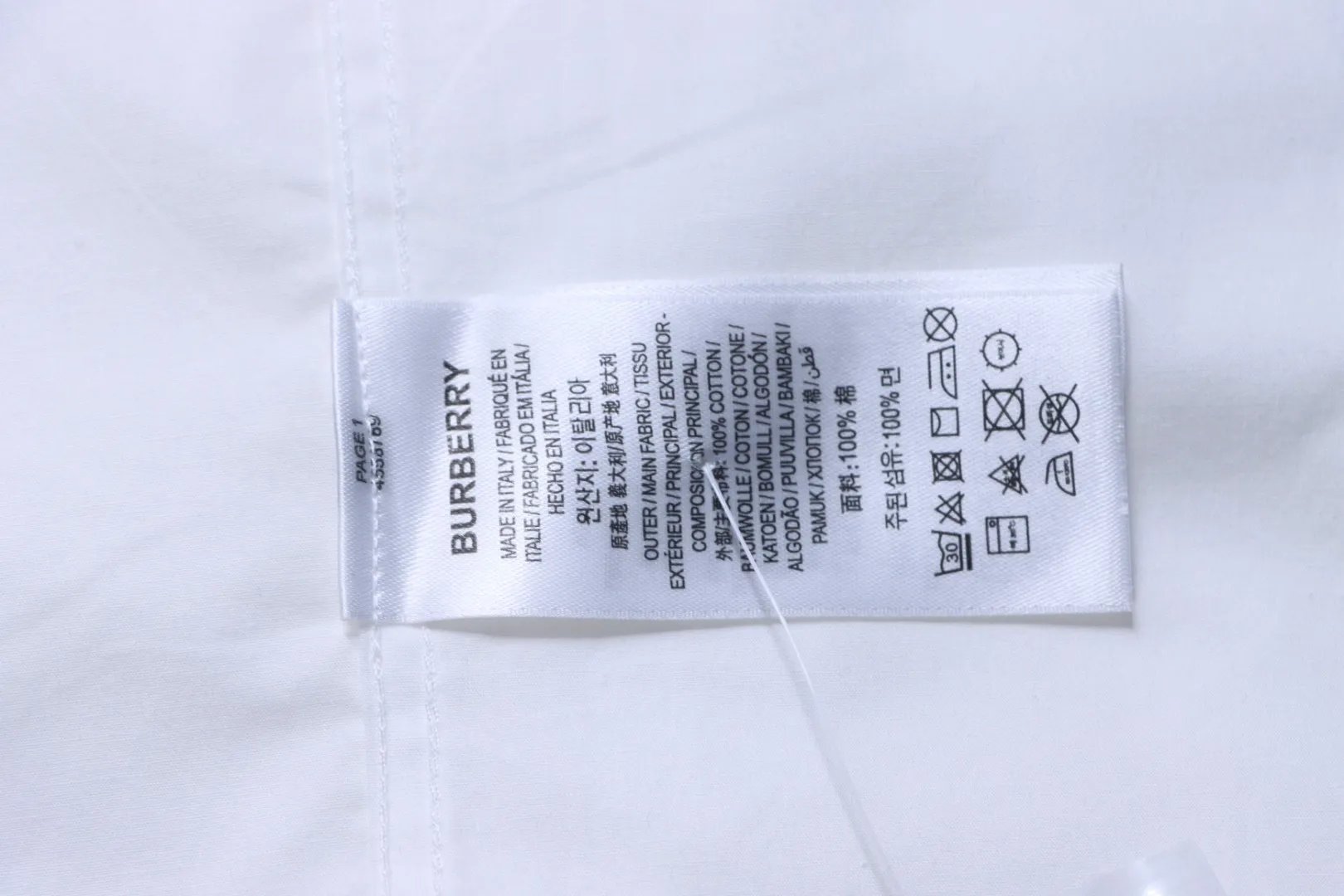 Burberry-Pflegeetikett