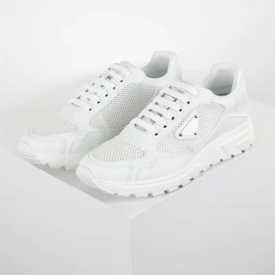 Re-Nylon Prax Freizeitschuhe aus Wildleder, Reinweiß, atmungsaktives Mesh