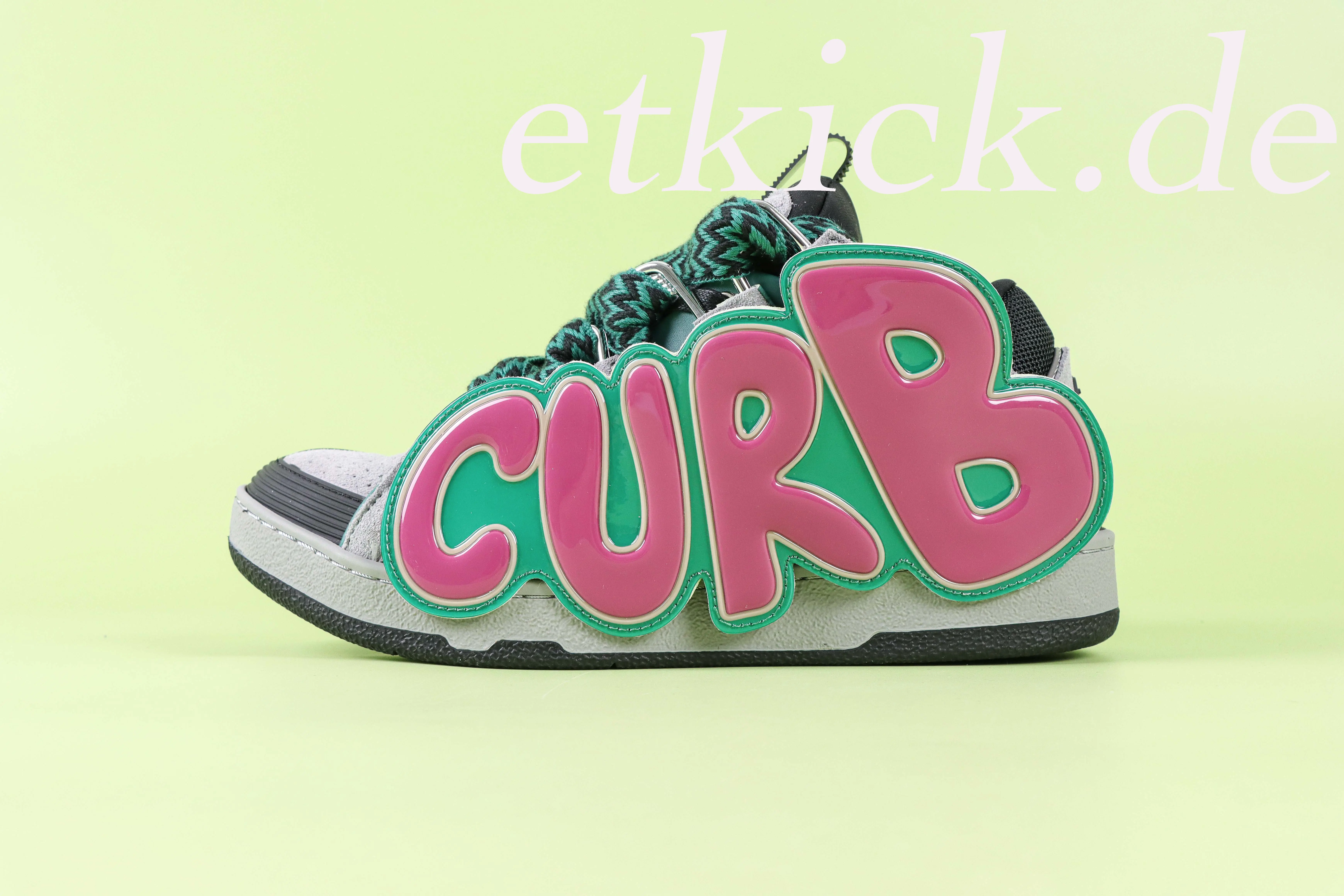 Curb Patch Leder-Sneaker Grau-Rosa-Grün FUSKDK12PCCUP26