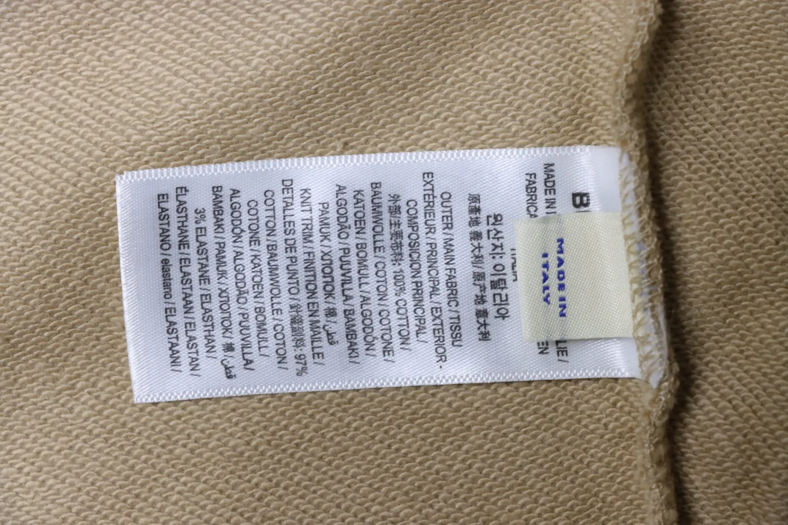 Burberry-Pflegeetikett