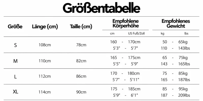 Größentabellen