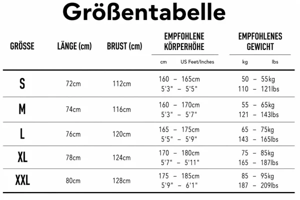Größentabelle