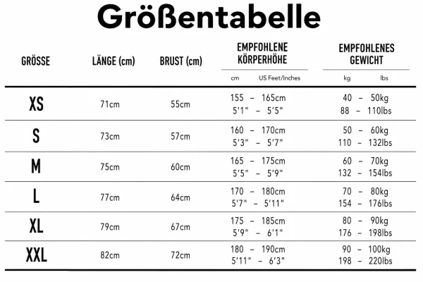 Größentabelle