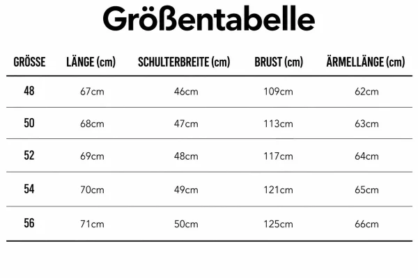 Größentabelle