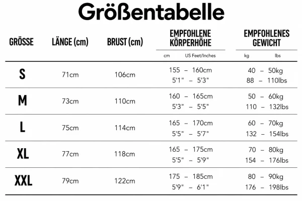 Größentabelle